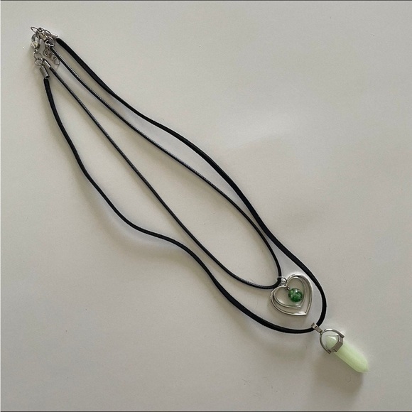 Dual Stranded Double Heart & Hexagonal
Glass Glow In The Dark Necklace - Picture 2 of 5